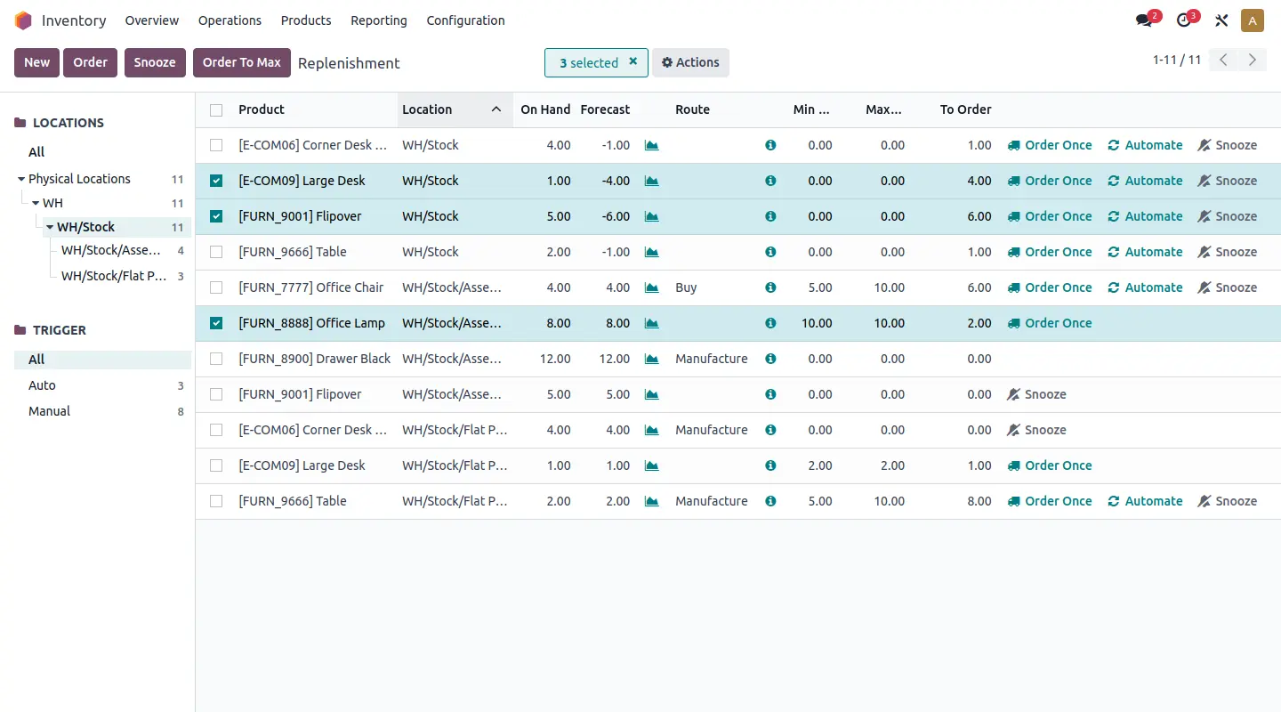 Interface Odoo pour traçabilité et gestion d'inventaire