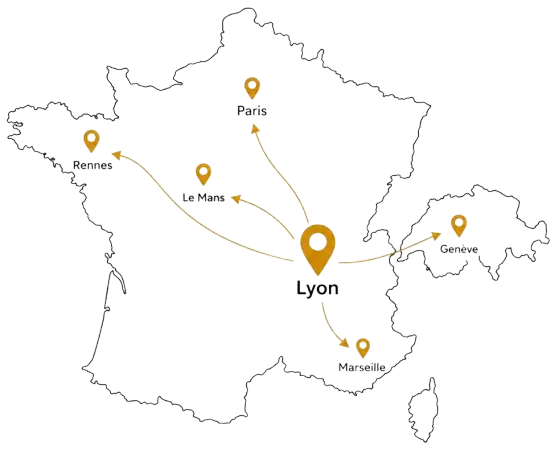 Localisation de l'agence (Lyon, Paris, Marseille)