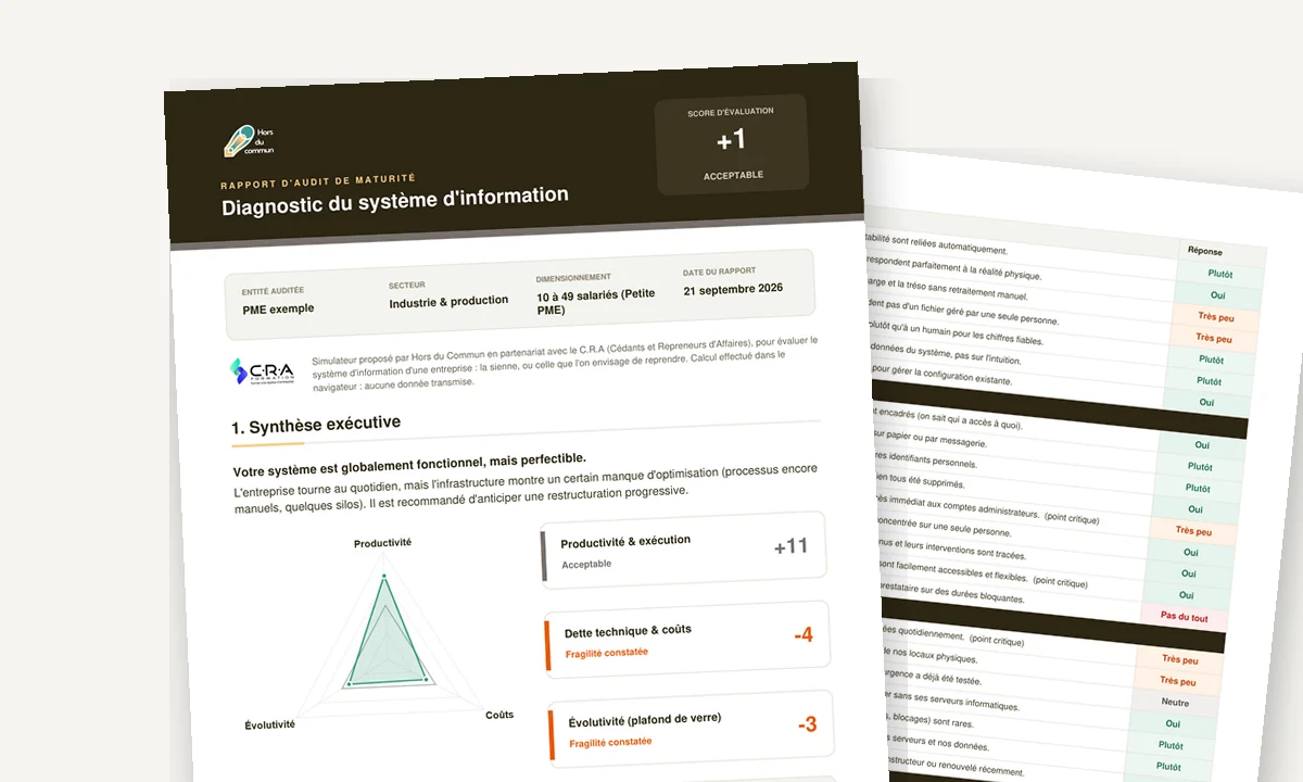 Exemple de rapport PDF généré par le simulateur d'évaluation du système d'information